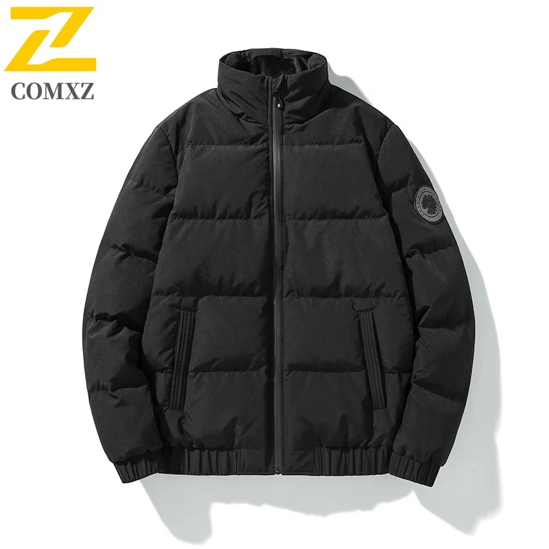 

COMXZ Men Cotton Coat Casual Solid Color Outdoor Camping Cold Resistant Jacket Leisure Style Lightweight Autumn Winter Garment