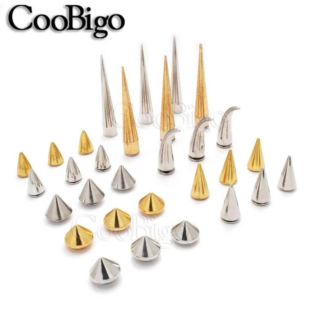 50sets Metal Cone Studs Spikes Rivets for Clothing Leather Bracelet Bag Shoes Punk Rock Handmade DIY Craft Sewing accessories