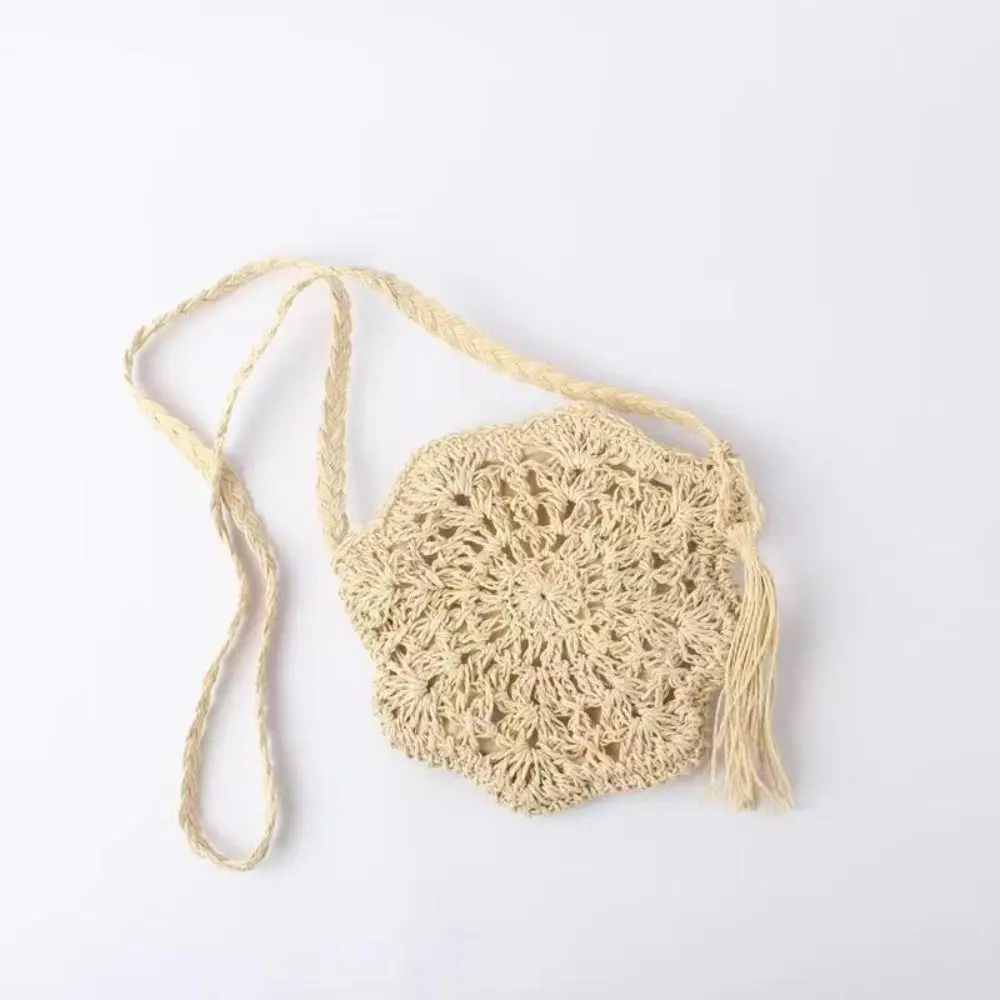 New Round Straw Crossbody Bag Fashion Beach Woven Handbag andmade Woven Rattan Female Summer Bohemian Messenger Bag for Women