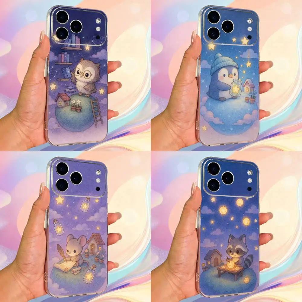 

Cute Painted Animals Cartoon Phone Case For iPhone 14,13,12,11,17,16,15,Pro,Max,Plus,X,XS,XR,SE,Mini Transparent Soft Cover