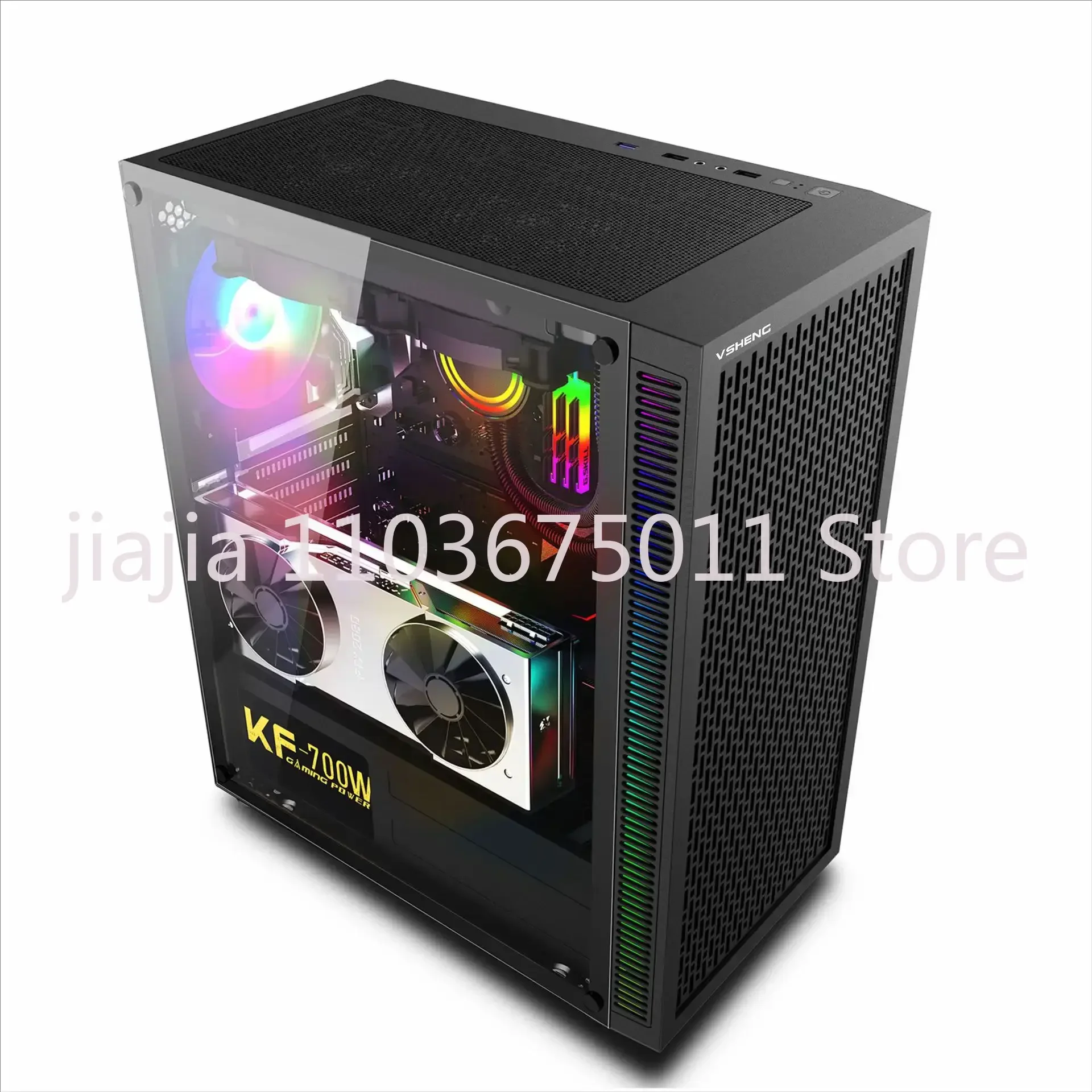 Cross-border Hurricane 2 glass side panel case supports dual X79 X99 CPU motherboards, E-ATX computer case, black