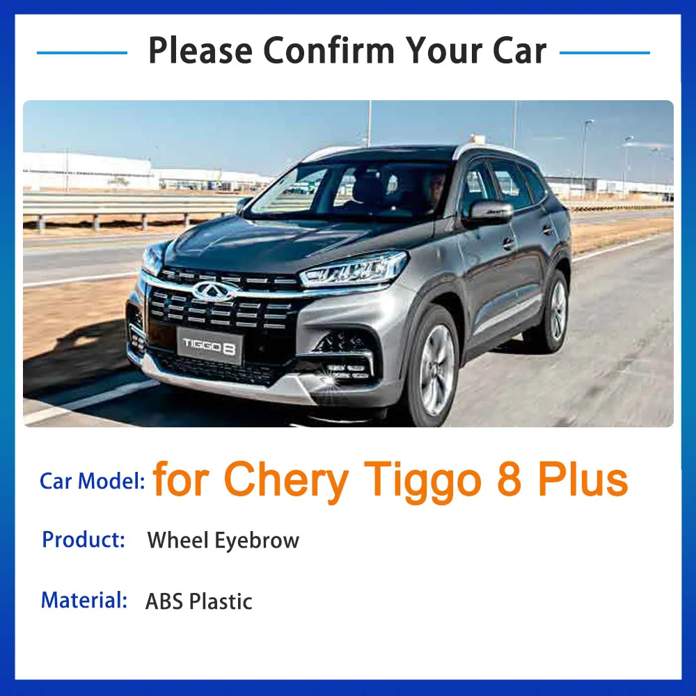 for Chery Tiggo 8 2022 2021 PLUS 2020 2019 2018 Accessories Car Side Wheel Arch Fender Auto Flares Black Mudguard Wheels Eyebrow