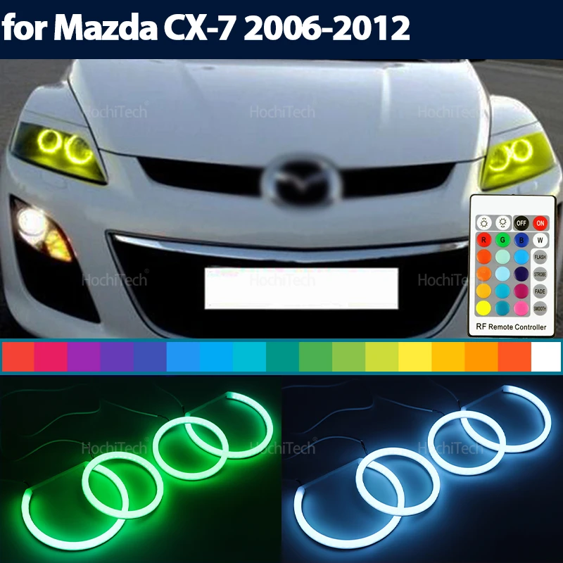 16 Colors Ultra Bright RGB Cotton Angel Eyes Kit Ring Remote Control For Mazda CX-7 2006 2007 2008 2009 2010 2011 2012