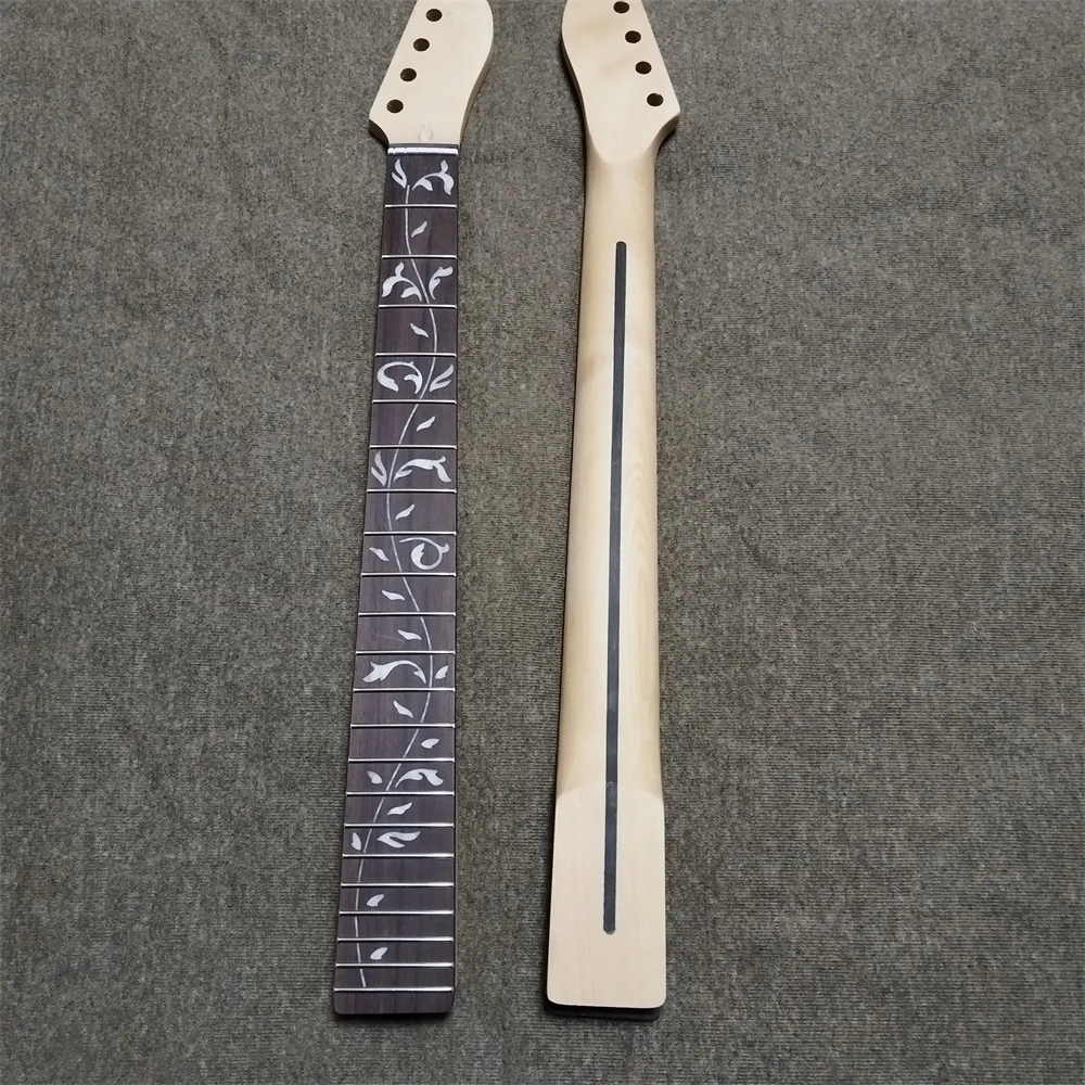 22 Bünde, unbehandelter Ahorn-E-Gitarrenhals, Griffbrett mit Lebensbaum-Motiv, Zubehör und Ersatzteile für Musikinstrumente. – Detail 1