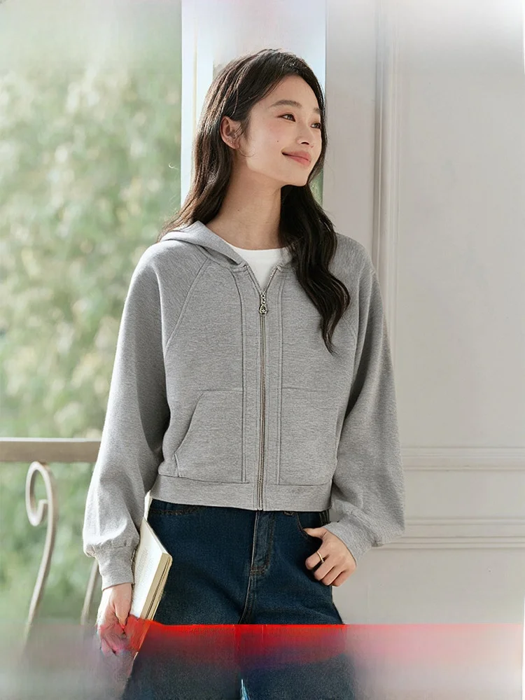 

Женская свободная толстовка-кардиган на молнии из смесового хлопка и полиэстера с длинными рукавами для повседневной носки, цветная