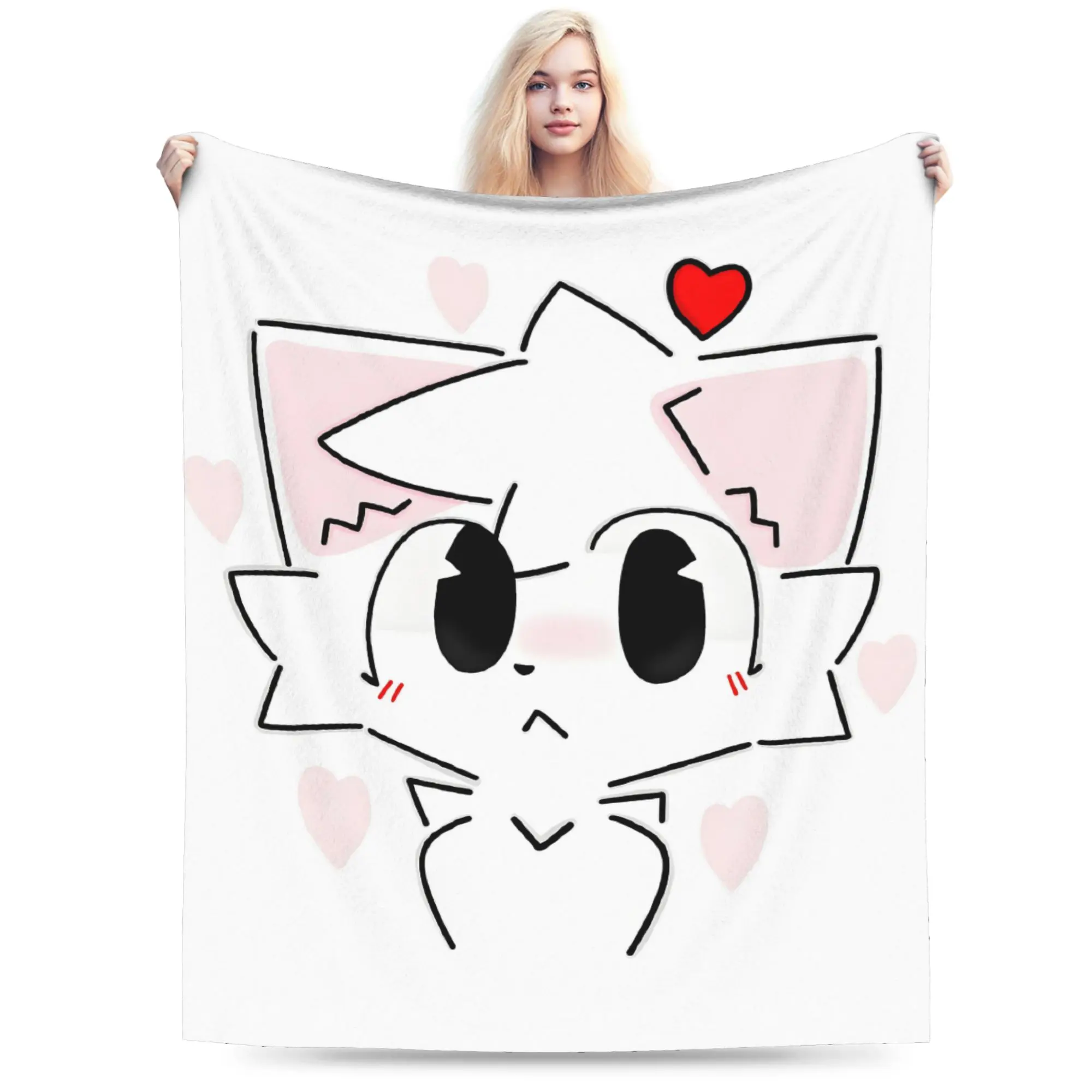 Custom Shy Boykisser Blanket Soft Fleece Autumn Warm Flannel White Cat Silly Throw Blankets for Sofa Office Bedding Bedspread