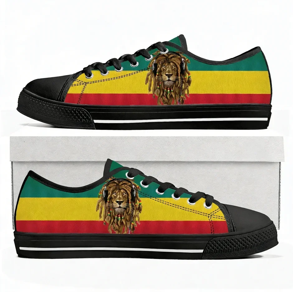 Reggae Low Top Sneakers Rastafarian Rasta Rastafari Lion Of Judah Mens Womens Canvas Sneaker Casual Shoes Custom Shoe