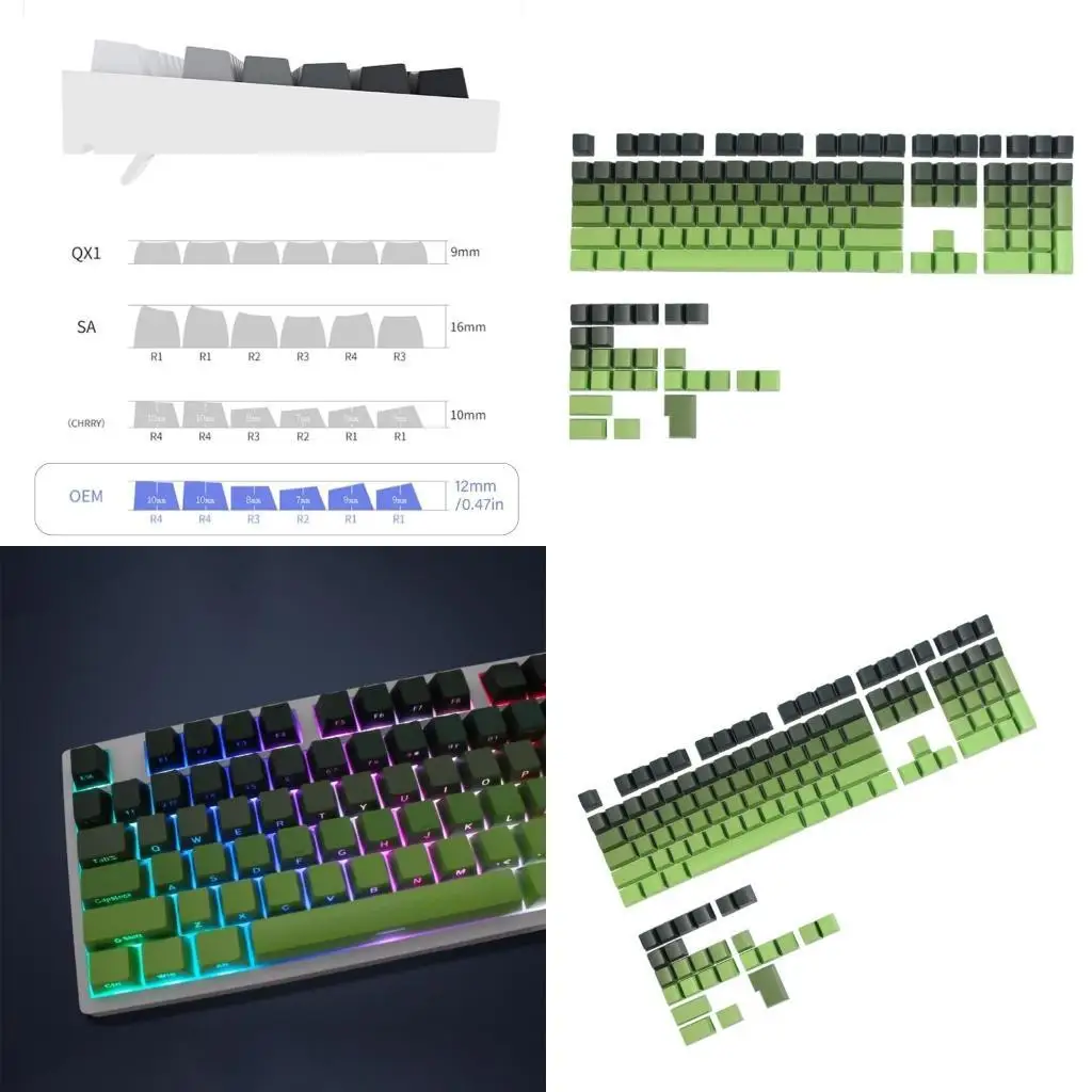 Y1UB 133 PBT KeyCaps Double Shot KeyCaps OEM Profil Keyboard Keycap Gradien