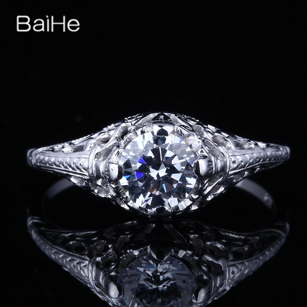 BAIHE Sterling Silver 925 1.2CT Cubic Zirconia Ring Men Women Trendy Fine Jewelry Making Bague Zircon Cubique Пярсцёнак Anillo