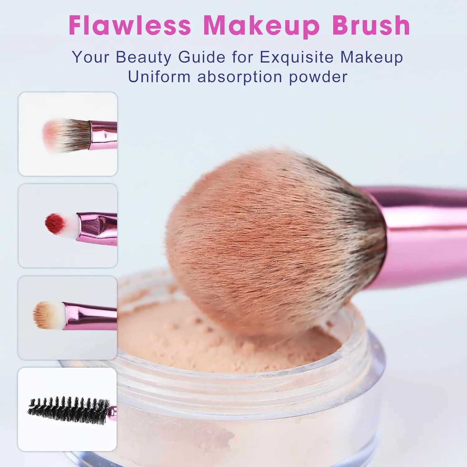 Conjunto de pincéis de maquiagem com 6 peças, com 2 esponjas de beleza e cabo de cristal brilhante, kit de pincéis cosméticos essenciais diários, presentes para mulheres