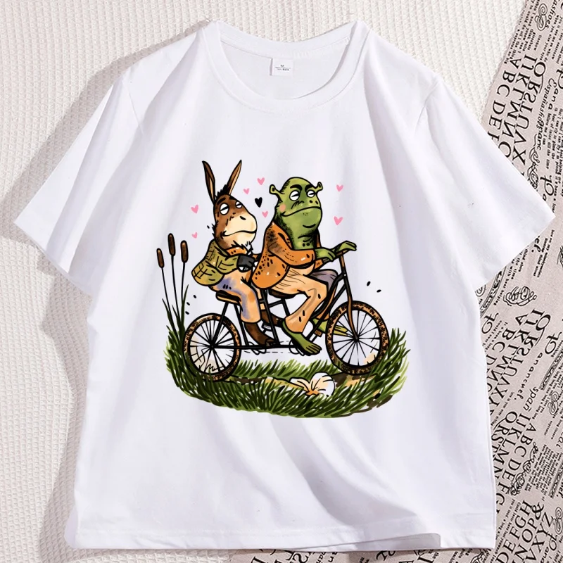 

Футболка с изображением осла-лягушки и жабы, забавная хлопковая футболка, мягкая футболка с круглым вырезом и короткими рукавами для мужчин и женщин, уличная одежда