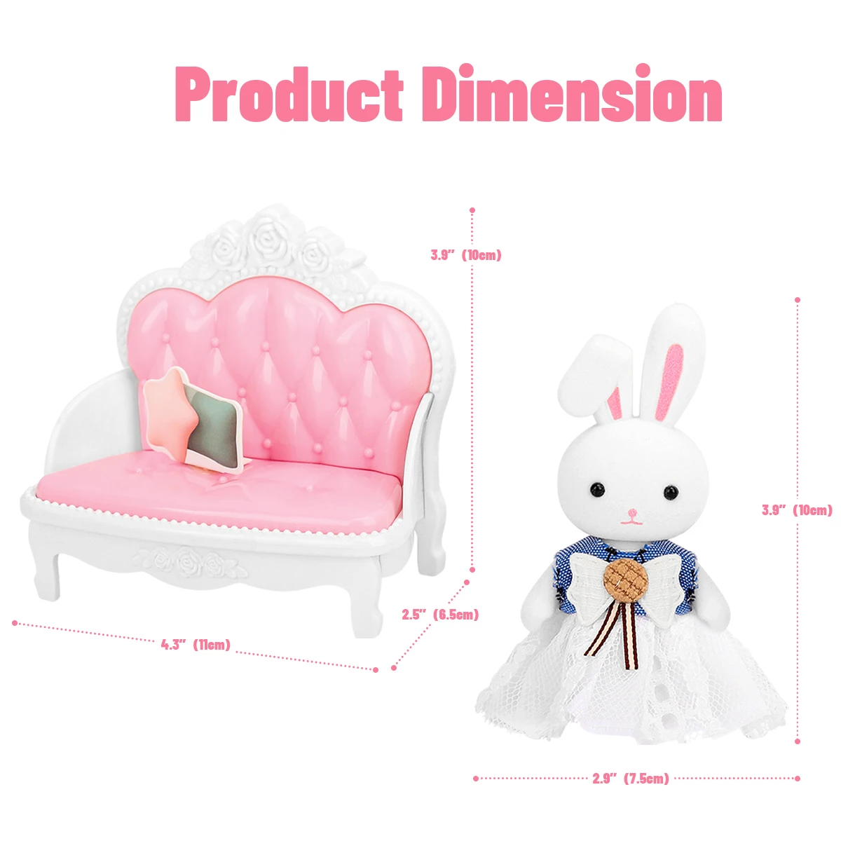 1:12 Finta giocattolo Principessa Castello Divano Bunny Set Ragazze Giochi di imitazione Casa Giochi di ruolo Accessori per bambini per regali