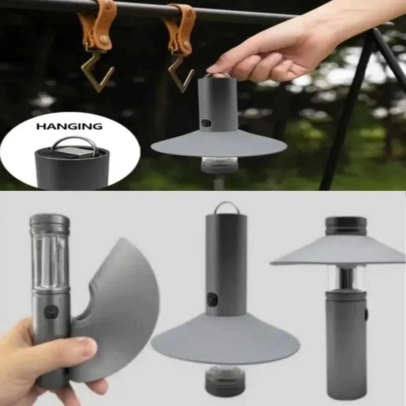 Camping Light Rechargeable Flashlight Desktop Atmosphere Garden Magnetic Tent Light Portable Removable Silicone Lid Flame Lamp