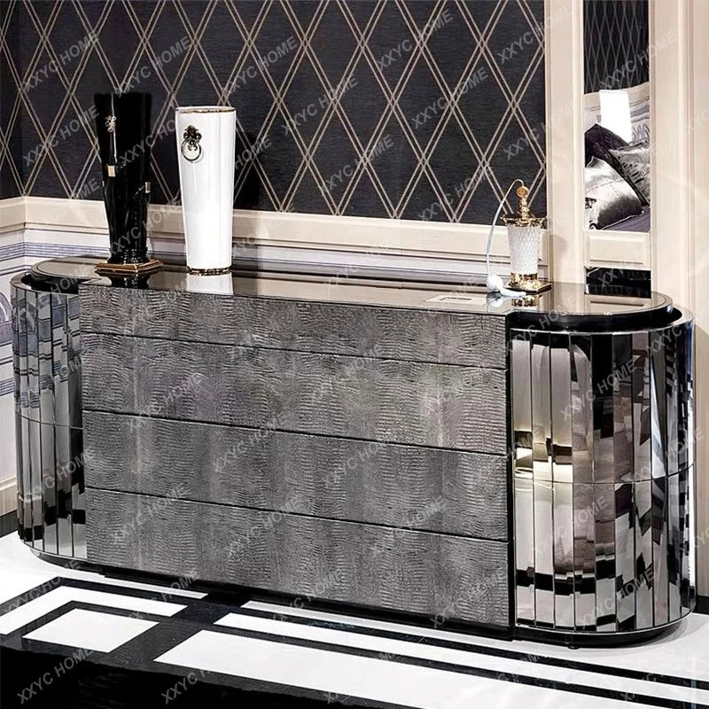 TTTTLight Luxury High-end TV Cabinet Floor-to-ceiling Villa Dressing Storage Cabinet High-end Living Room Home Locker