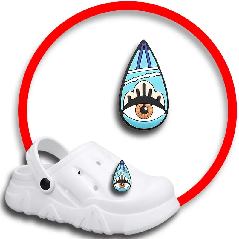 Amuletos de sapatos Blue Eyes Crocs para mulheres e homens, tamancos, sapatos, decorações, acessórios, emblemas, meninos, meninas, crianças