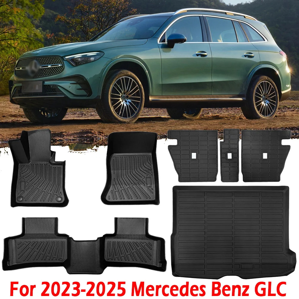 

Floor Mats for 2023-2025 Mercedes Benz GLC 300 350e All-Weather Waterproof TPE Trunk Liners Car Interior Accessories