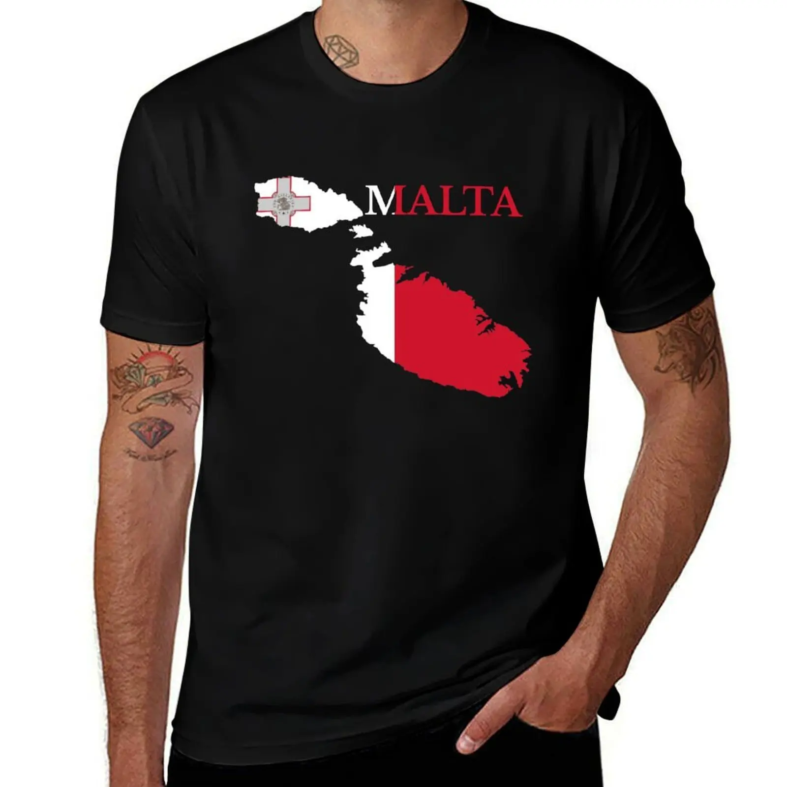 

Malta Map Flag, Maltese T-Shirt man t shirts for men casual man t shirt heavy cotton T-Shirt