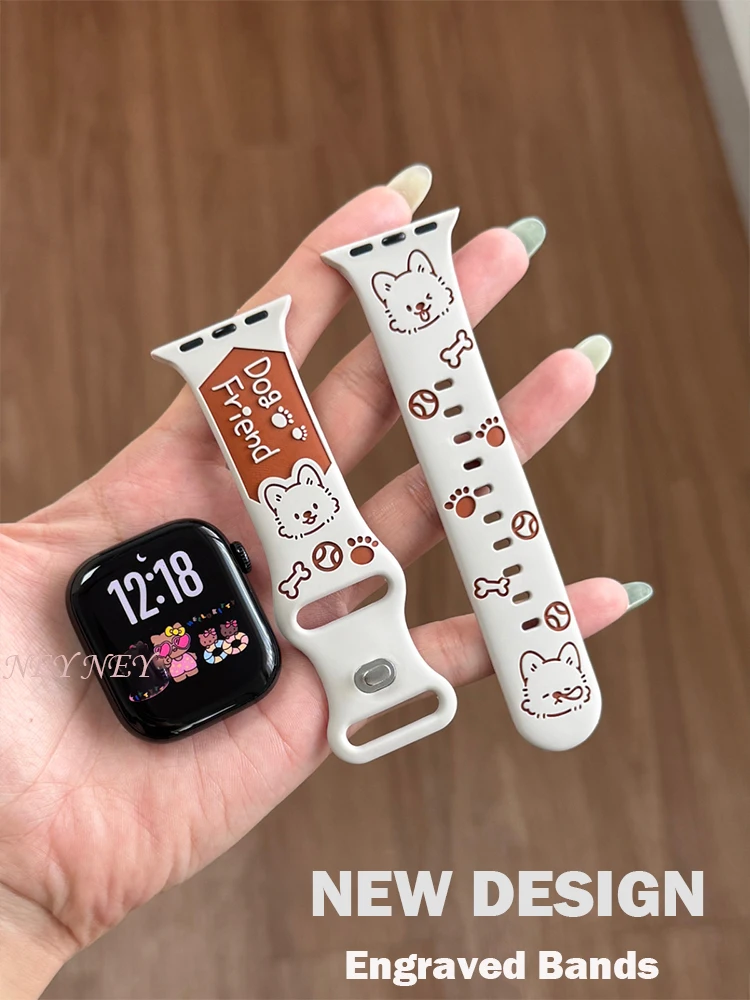 NEW Design Engraved band For Apple Watch Ultra3 49mm 46mm 42 41-45-40-44mm Silicone sprot Strap iWatch Series 11 10 9 8 7 6 5 SE