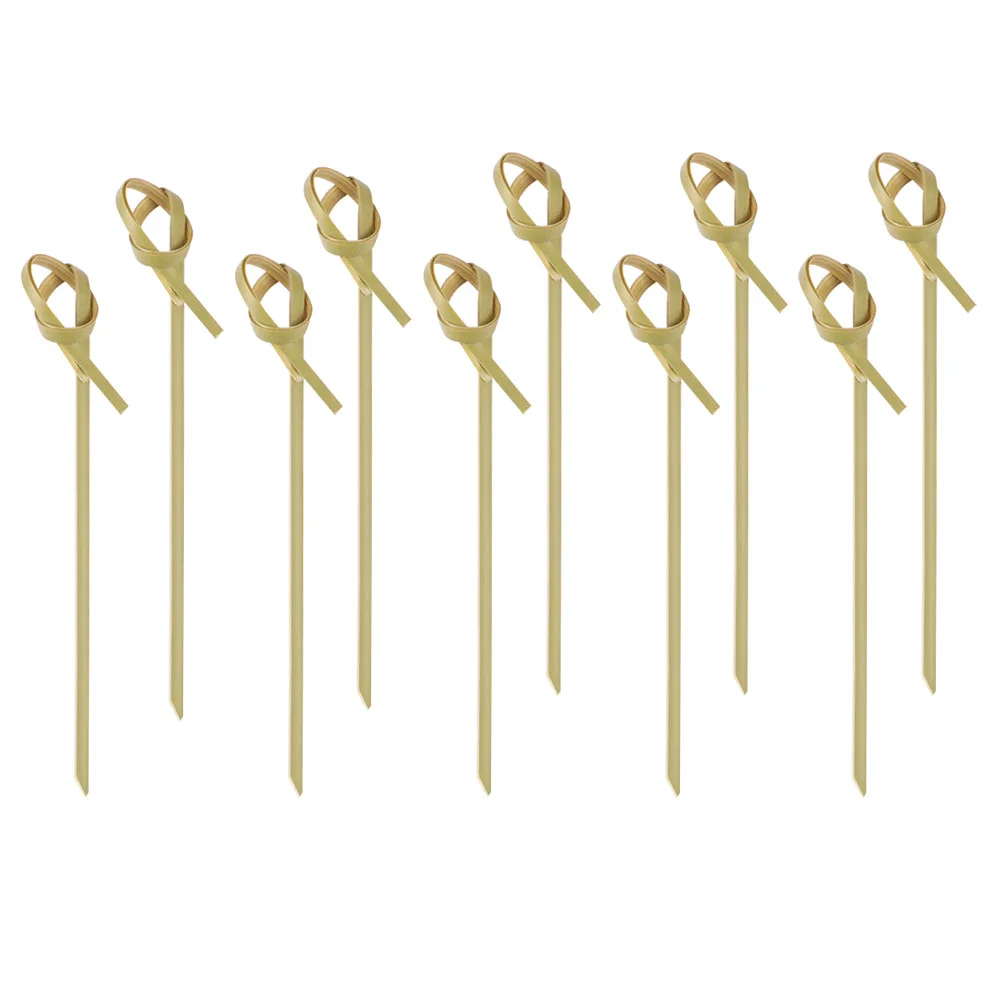 200 Pcs Cocktail Sign Dessert Picks Bamboo Fruit Appetizer Drink Stick Mixing Knot Food