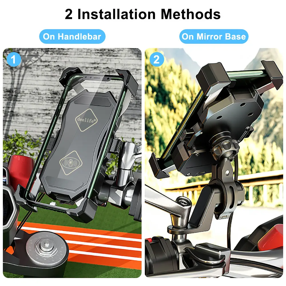 Deelife Motorcycle Phone Holder for Motorbike Mobile Stand Moto Smartphone Mount Motocycle Cellphone Support Wireless Charging