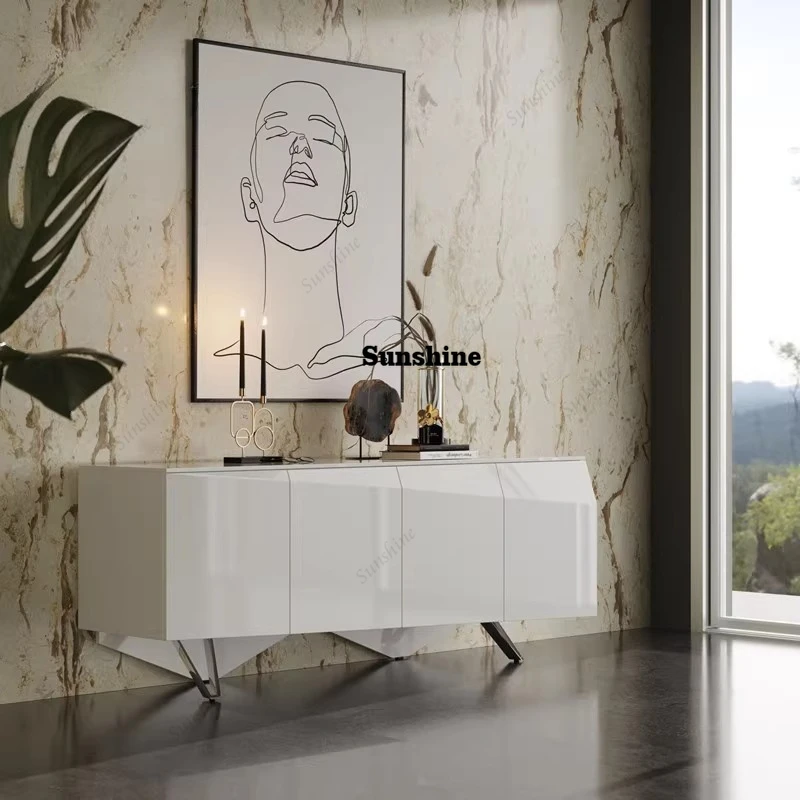 

Simple and modern side cabinet, special-shaped paint entry, entrance cabinet against the wall side cabinet