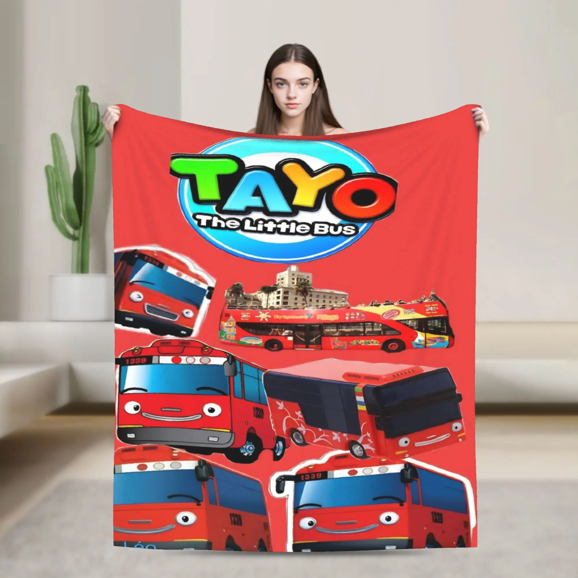 Comfortable Tayo The Little Bus  Blanket Stuff Sofa Decorative  Throws And Blankets Ultra-Soft Fleece for Couch