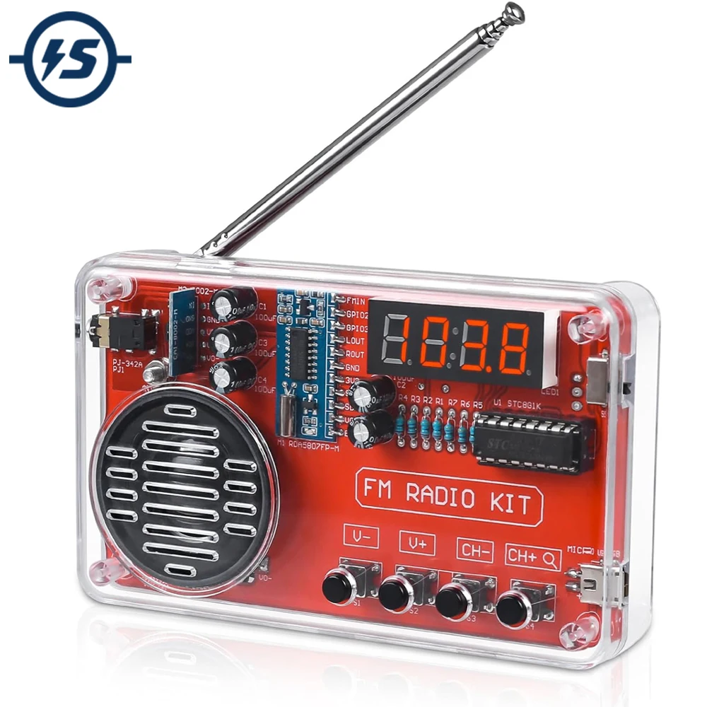 Portable DIY FM Radio Kit Soldering Project FM 87-108MHz with Headphone Jack Soldering Practice Kit with LED Display For STEM