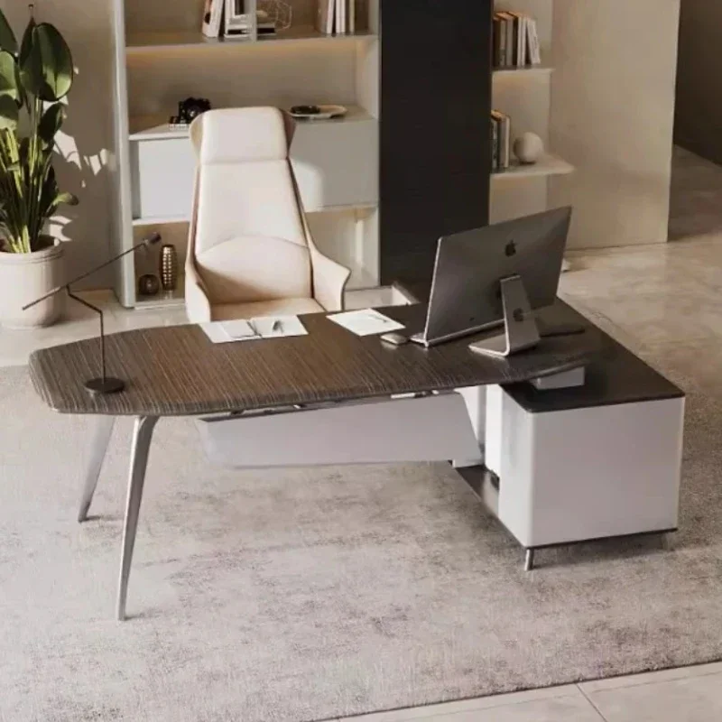 Manager Luxury Executive Desk Hutch Organizer L Shape Black Drawers Office Table Computer Study Mesa De Escritorio Home Office