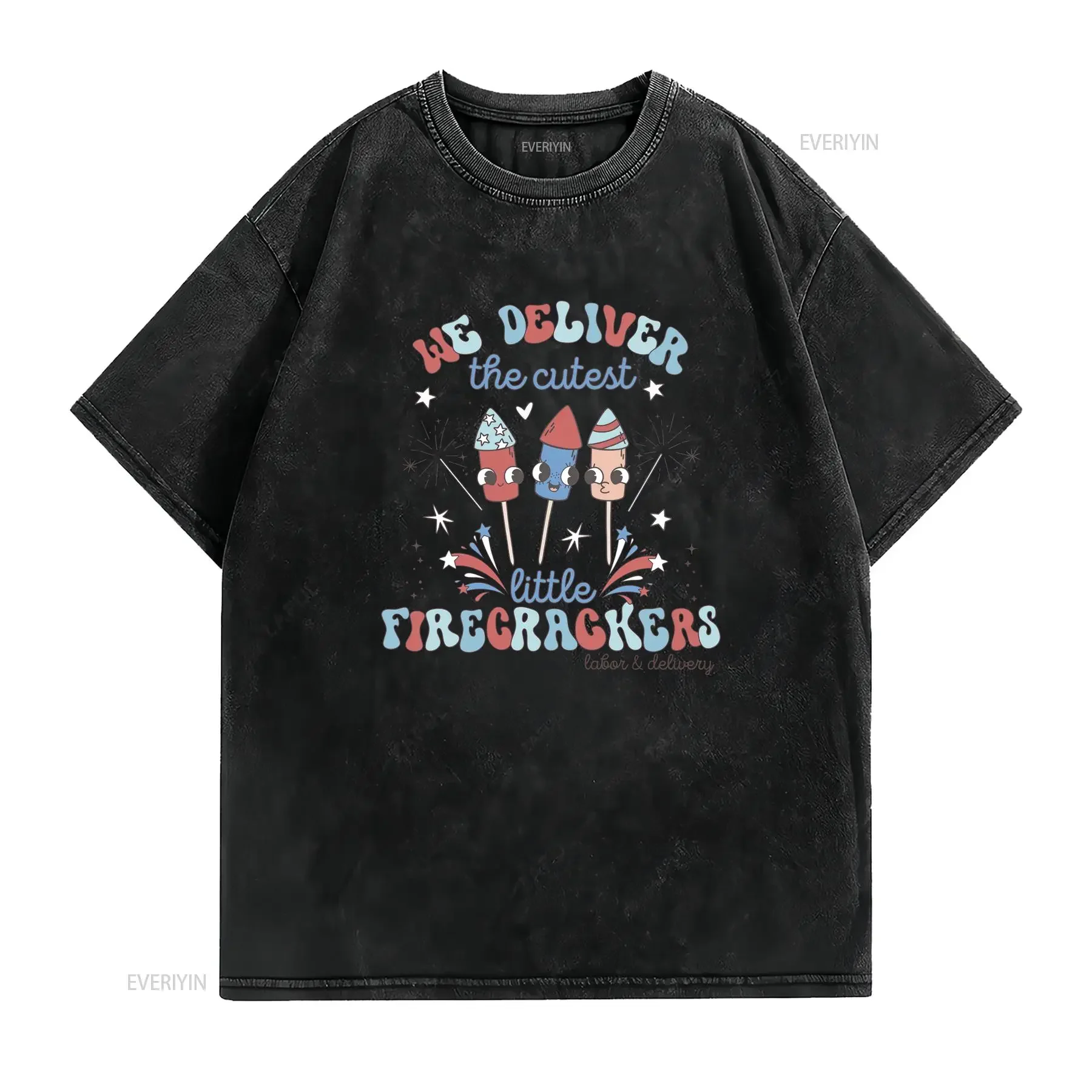 Labor and Delivery 4th of July T Shirt All American L D Nurse Retro Firecracker Independence Day Apparel vintage Washed