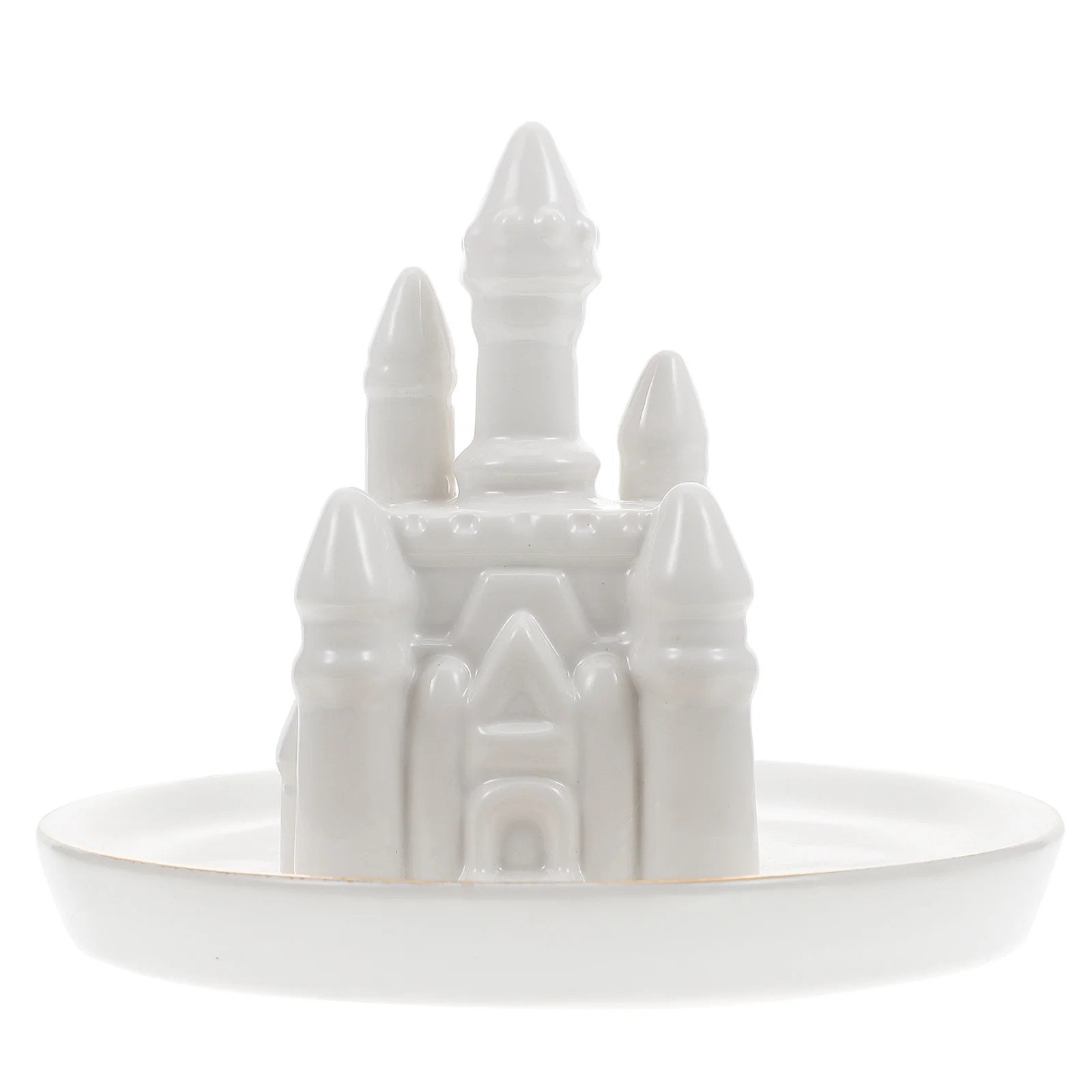 

Jewelry Storage Plate White Ceramic Castle Design Home Decor Tray Ring Holder Bedroom Living Room Organizer Small Dish