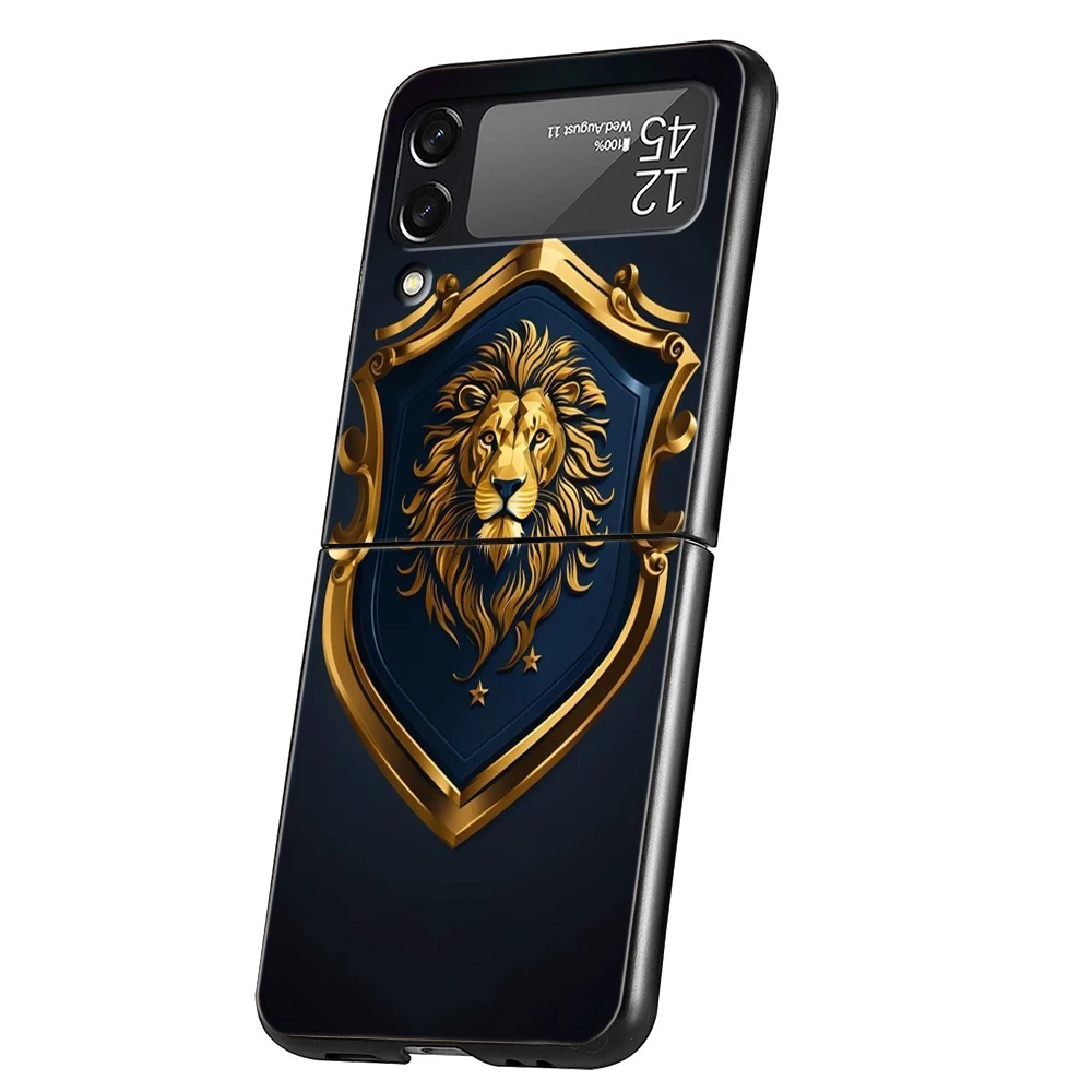 Löwe Muster Harte PC Telefon Fall Für Samsung Galaxy Z Flip 6 5 4 Schwarz Abdeckung Für Galaxy Z Flip 3 faltbare Stoßfest Capas Fundas – Detail 7