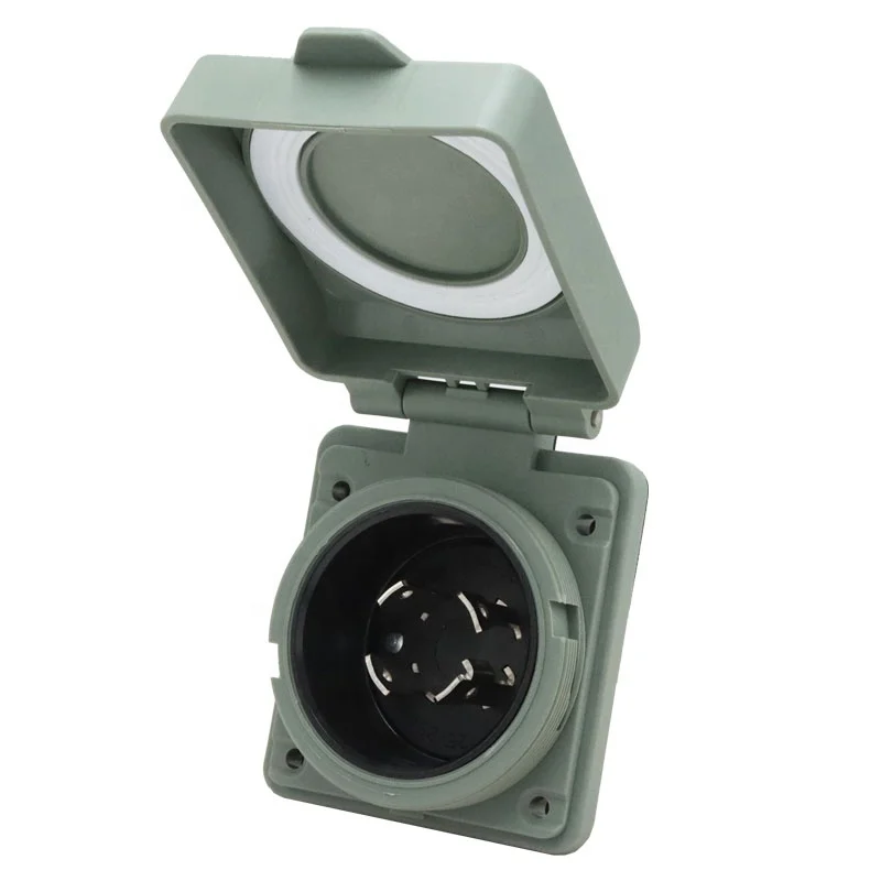 30A NEMA L14-30P Outlet Box PVC RV/ EV Power Socket Panel Receptacle 125V Rated Voltage IP44 Wall Socket for Industrial Use