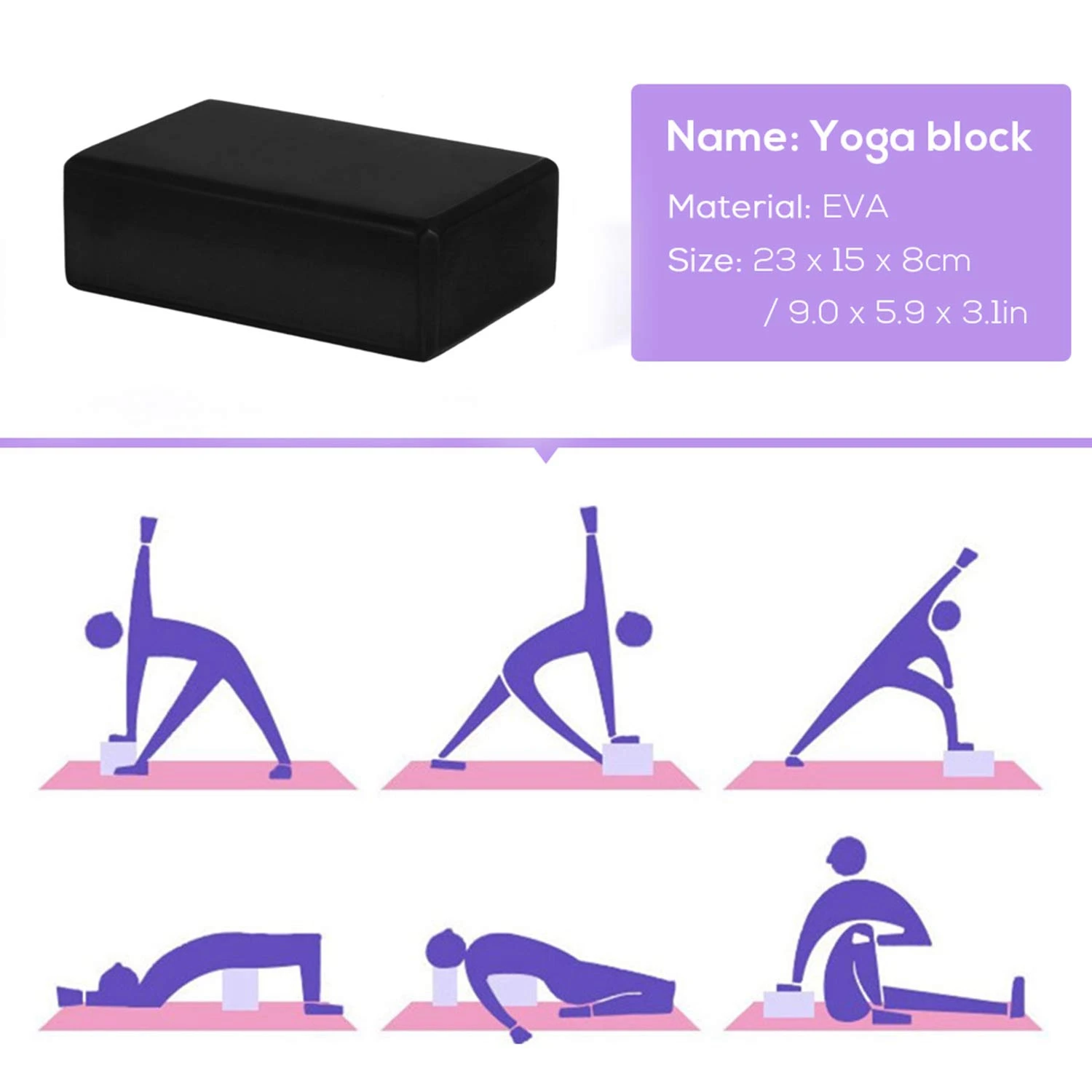 2Pcs Yoga Block and Yoga Strap Set, High Density EVA Foam Block to Support and Improve Poses and Flexibility