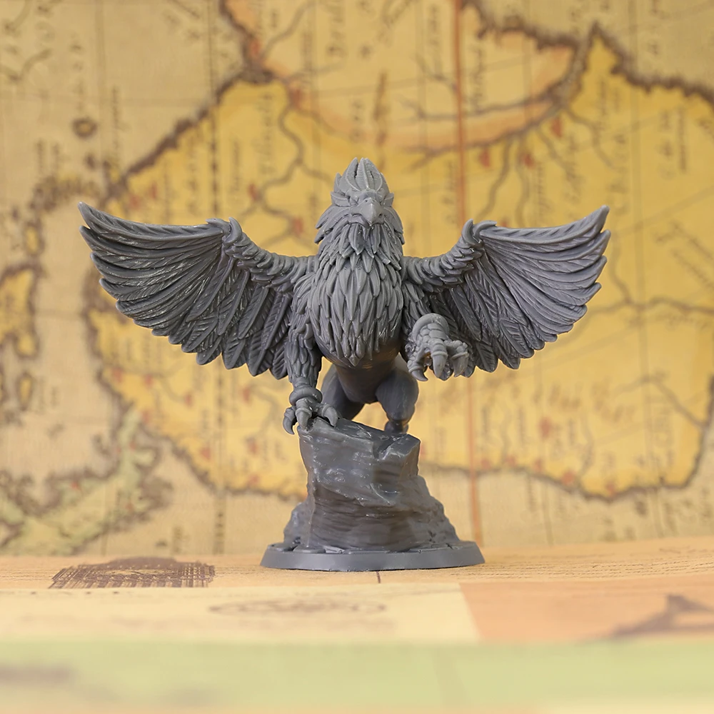 Unpainted Griffin Resin Miniature DND Mini, Tabletop RPG Wargame Fantasy Griffin Beast with Rock Base Model for Dungeons & Drago