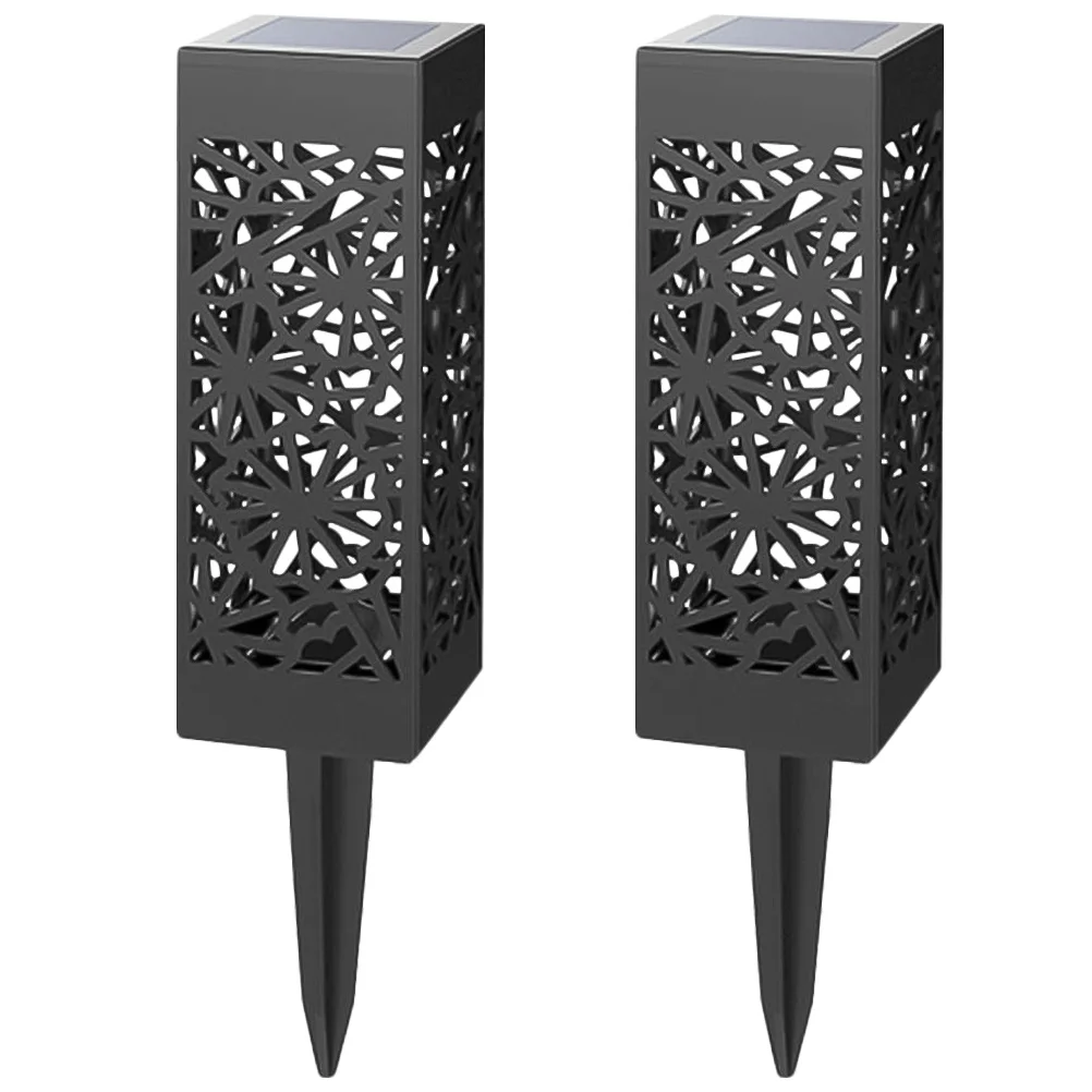 

2Pcs Solar Powered Lawn Lights Hollow Design Outdoor Garden Lamp for Yard Pathway Driveway Landscape Lighting Ground Plug Solar