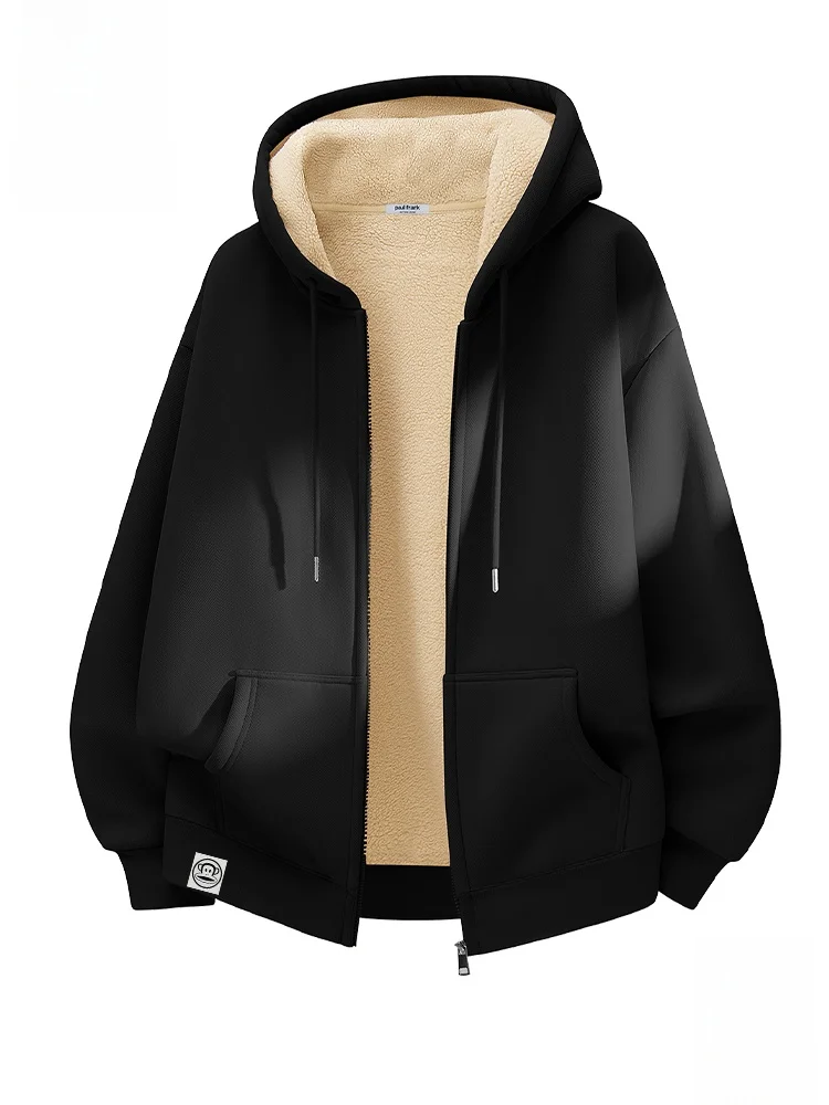 

Men's Fce Lined Hoodie Thiened Autumn Winter Zipper Jaet Casual Comfortable American Sle Long Sve Swea...