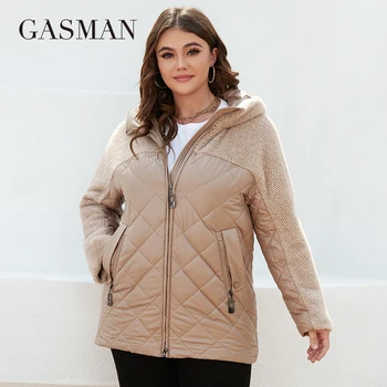 GASMAN Neue frauen jacke frühling 2022 kurze mode warmen Mantel frauen mit kapuze Outwear design spleißen zipper parkas Outwear 82605