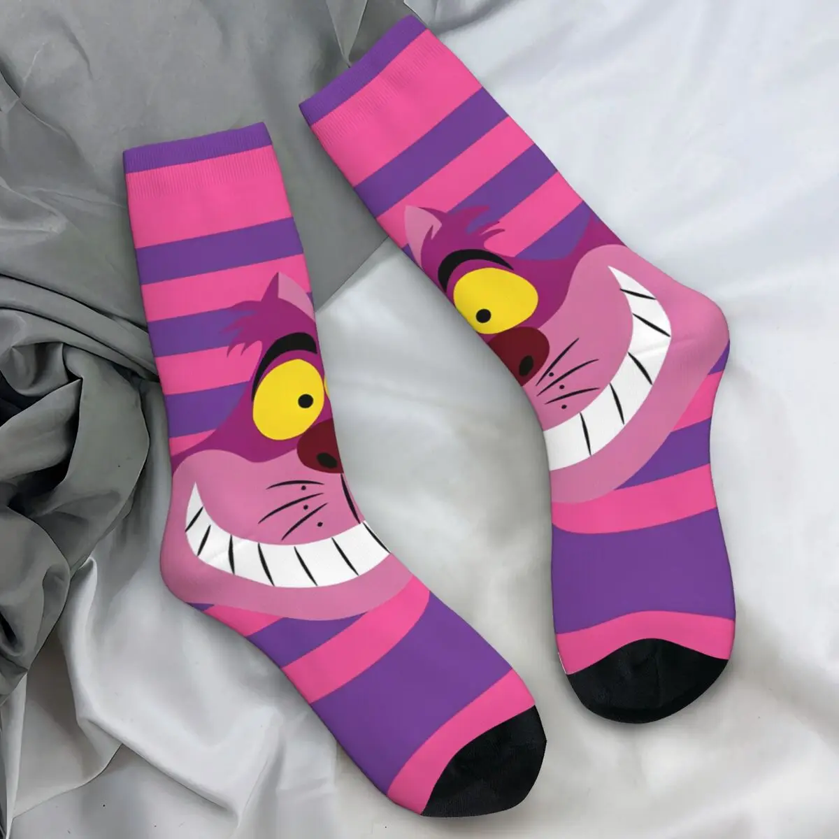 Men's Socks Big Cheshire Cat Alice In Wonderland Stockings Autumn Leisure Soft Breathable Socks Design Skateboard Non Slip Socks