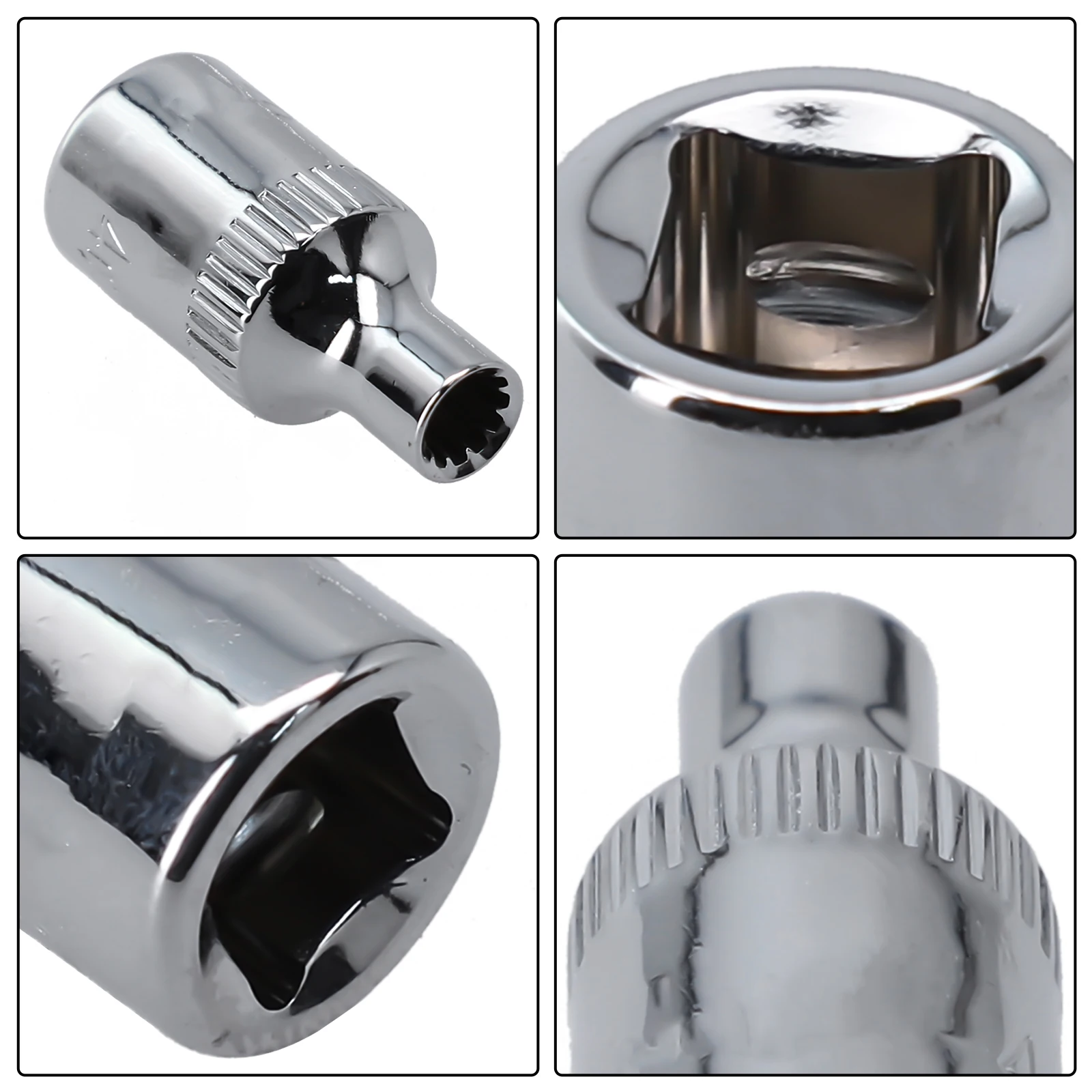 

Chrome Repair Tools 1/4" Square Drive Socket Bit 12 Point Adapter Han Tool Socket Head 1/4 Torx Bit Socket Adapter