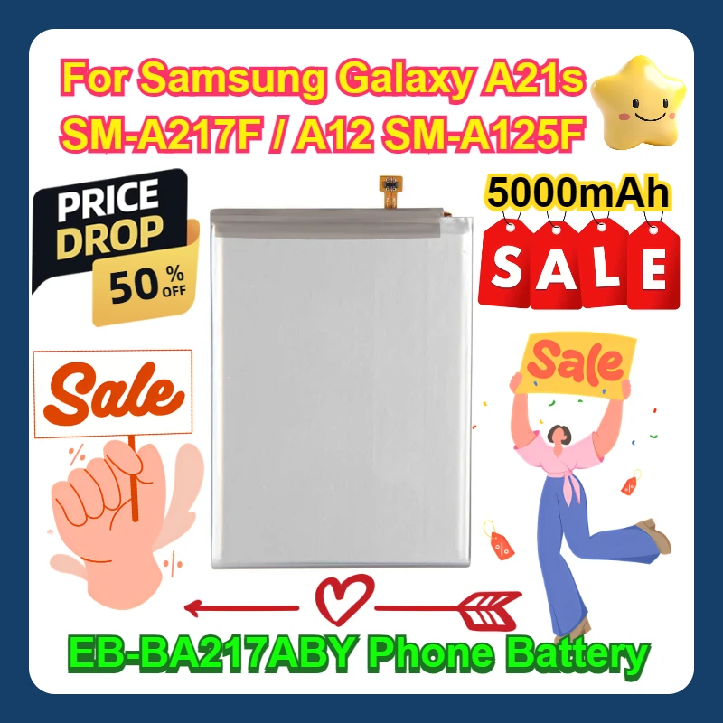 

For Samsung Galaxy A21s SM-A217F / A12 SM-A125F 5000mAh EB-BA217ABY Phone Battery