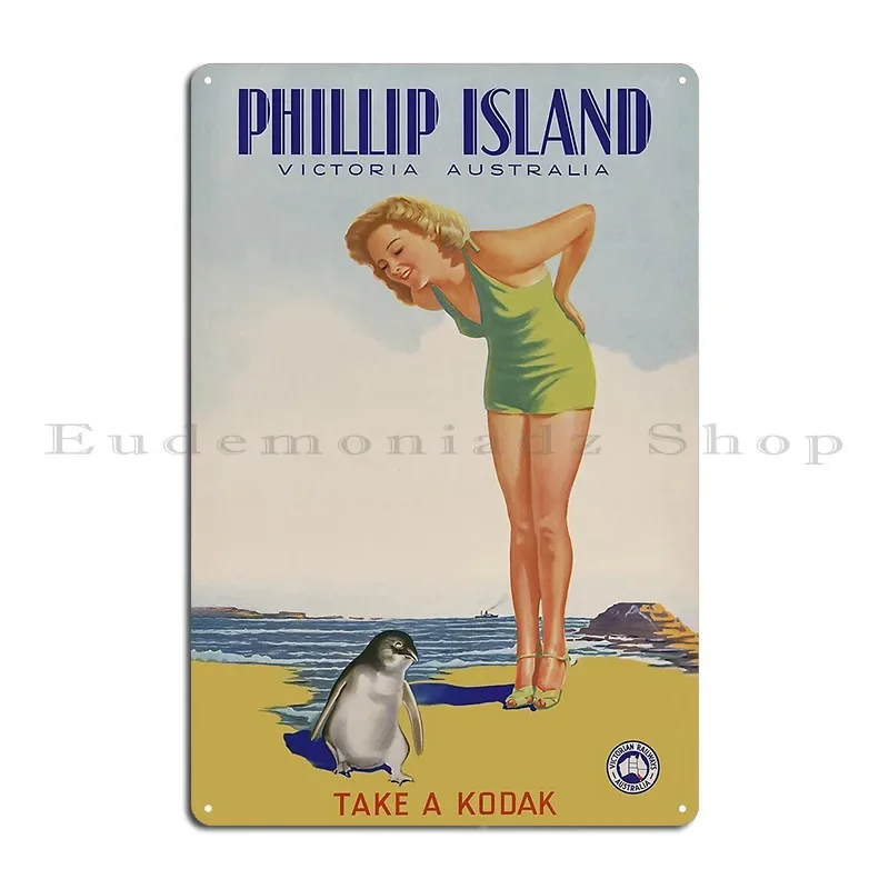 Phillip Island Australia Vintage Travel Poster Metal Plaque Wall Mural Garage Design Cinema Designer Tin Sign Poster
