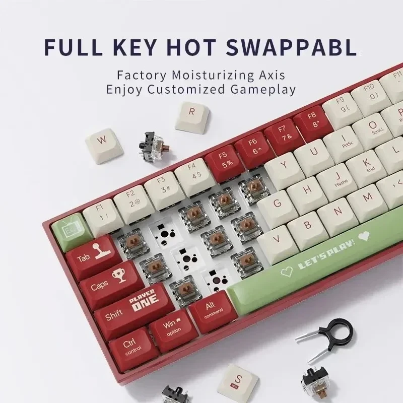 Ajazz AK680 Mechanical Keyboard Hot-swap with Backlit 68-keys Wired E-sports Gaming Keyboard PC Office Keyboard Gamer Gifts