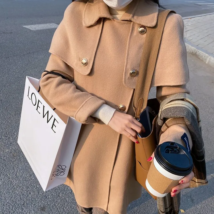 

Detachable Double-Breasted Women's Coat MICOAT Briti Faion Dongda Gate Autumn 2024 Long Sve Pure Color Woolen Outerwear