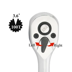 100 Teeth Quick Release Ratchet Handle Narrow Place Using Teeth More Than Normal Ratchet 1/4