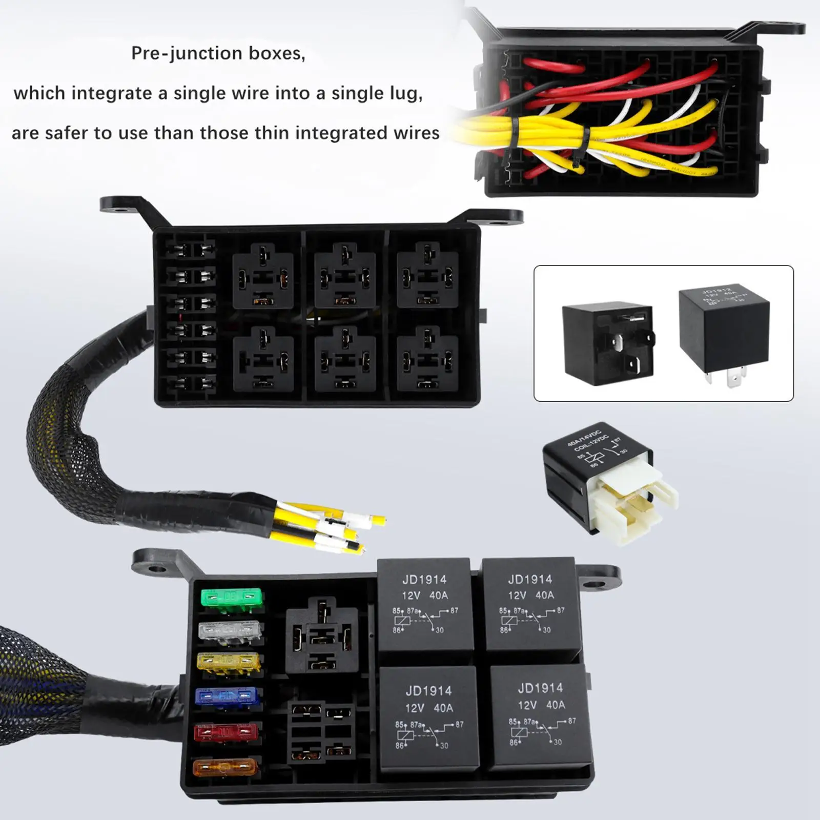 Generic 6 Way Relay Fuse Box Marine Vehicles Repair Waterproof 12V Relay Box