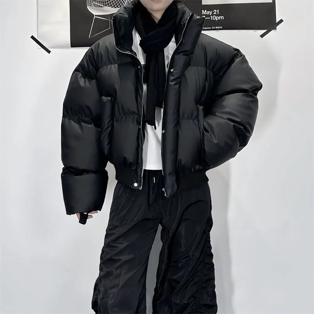 ملابس قطنية قصيرة عصرية فضفاضة بياقة واقفة ملابس شتوية سميكة من القطن بلون سادة سترة خبز #5