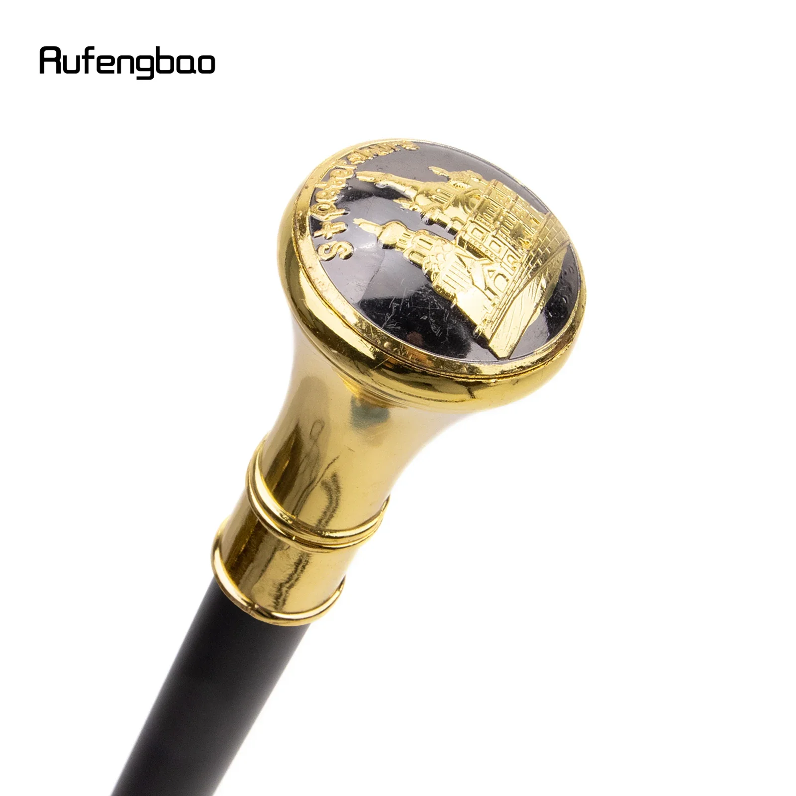 Golden Stpetersburg Cathedral Totem Relief Walking Cane Fashion Walking Stick Gentleman Crosier Knob Walking Stick 93cm