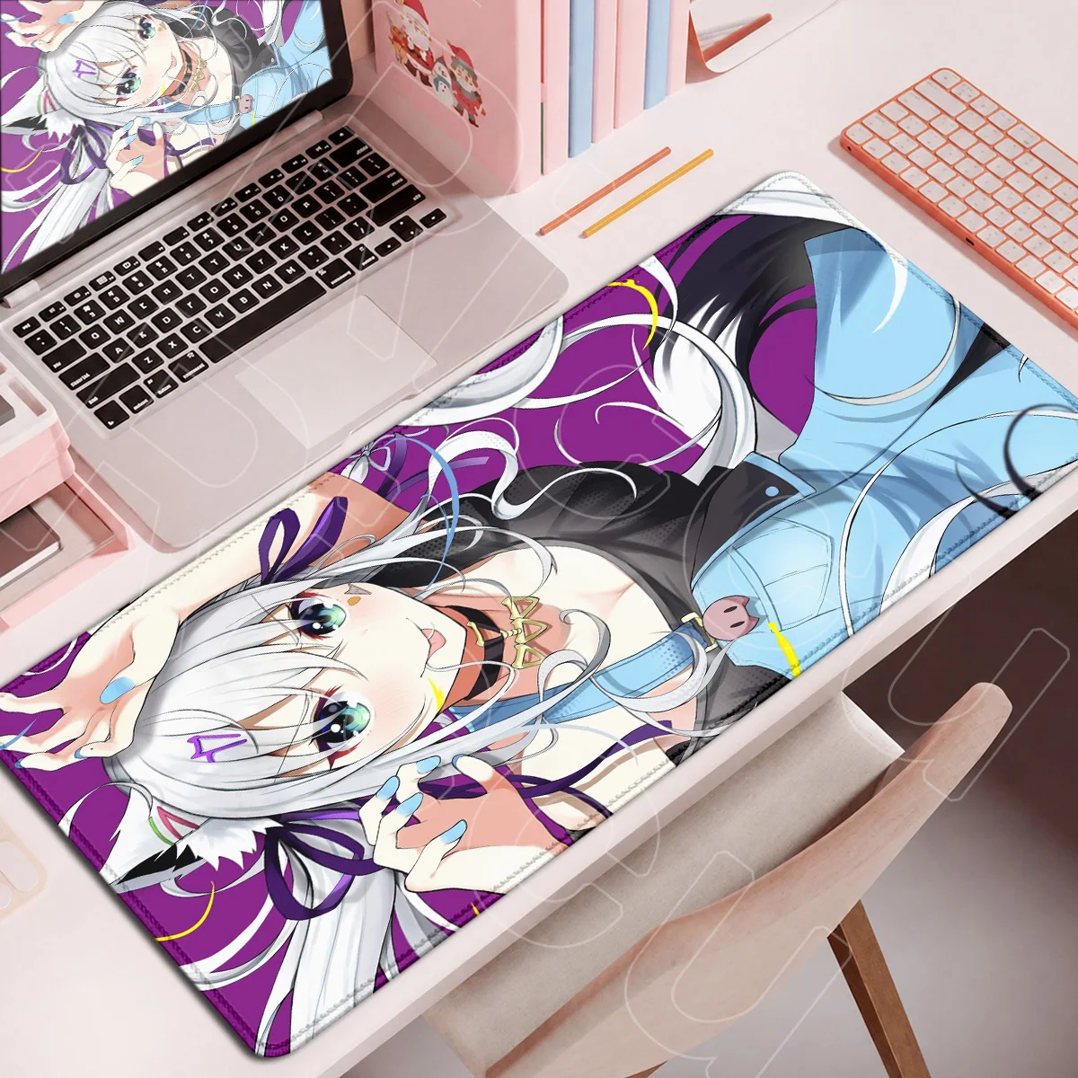 HD-Druck Büro-Schreibunterlage Niedliches Hololive Shirakami Fubuki Mauspad XXL Erweiterte E-Sport-Gaming-Matte PC-Gummi-Zubehör – Detail 13