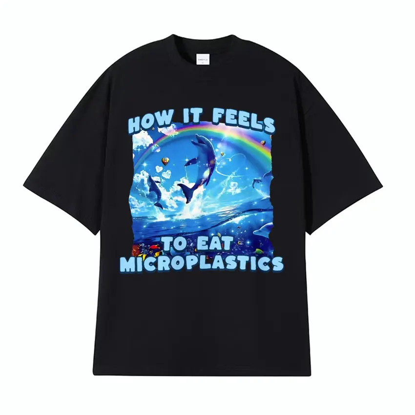 How It Feels To Eat Microplastics Funny Meme T Shirt Men Women Casual O-Neck Oversized T-shirts Y2k Vintage Short Sleeve T-shirt