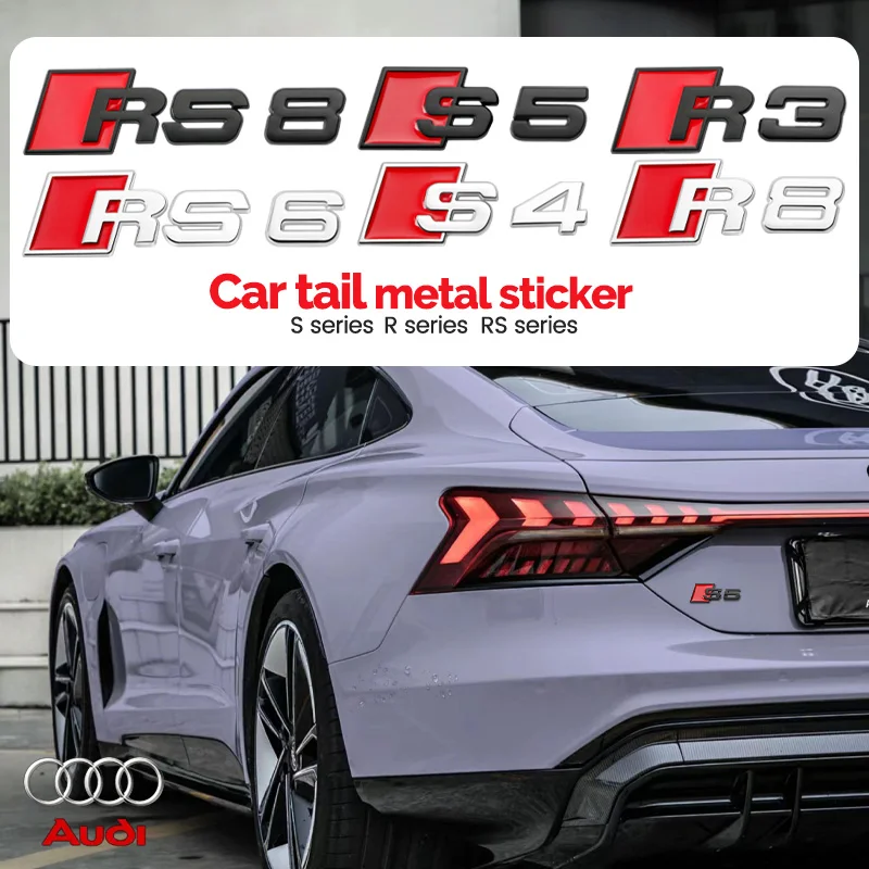 Car Rear Trunk Emblem Logo Badge Sticker for audi S3 S4 S5 S6 S7 S8 RS3 RS4 RS5 RS6 RS Letter Number Emblem Sport S-Klasse Umbau